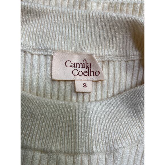 Camila Coelho 'Macadamia' Ivory Nylon Crossover Top Size S - Picture 4 of 5